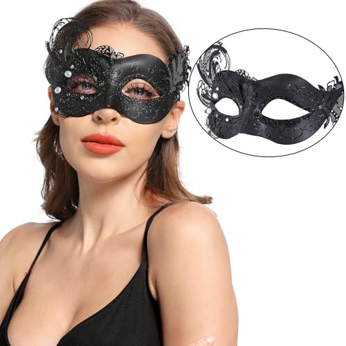 MYSEUNI 2025 New Black Masquerade Mask for Women-Peacock Metal Lady Masquerade Venetian Mask- Mascarade Mask for Women Butterfly -Perfect for Mardi Gras, Halloween Parties, Costume Party, Carnivals, Wedding - Image 2