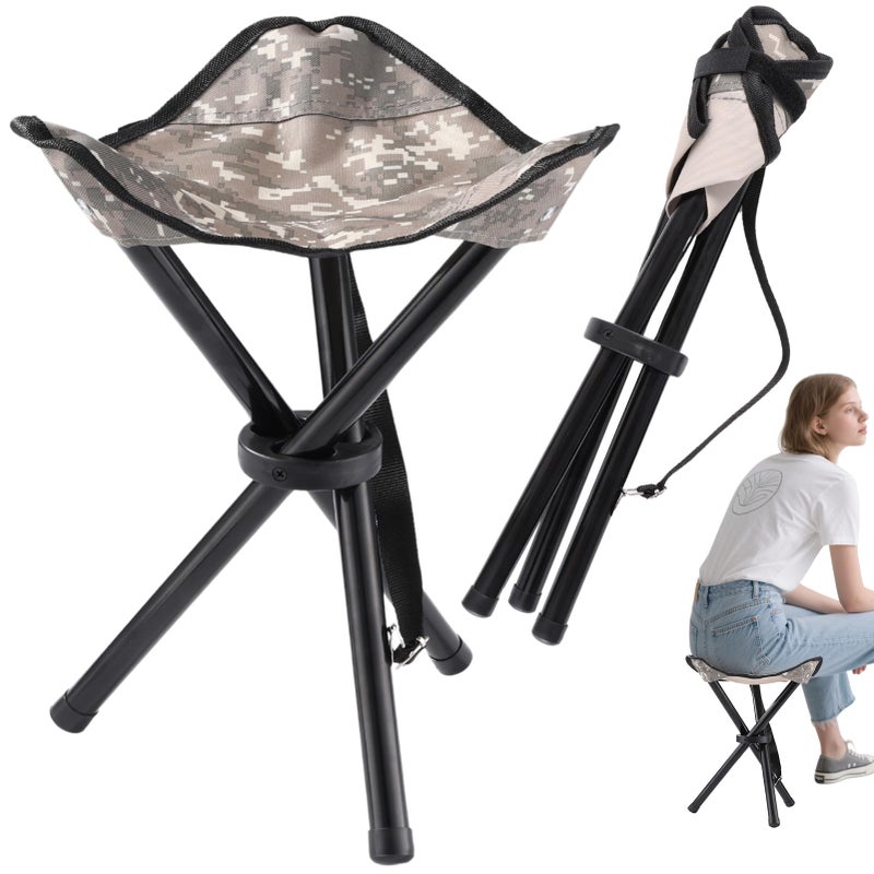 CebraBounze Travel Folding Camping Stool, 14.6 inches Lightweight Outdoor Tripod Chair and Maximum weight 260 lbs Portable Party Chair Fishing Chairs Seat for Camp Hiking Beach Garden and Painting (Camouflage) - Image 1