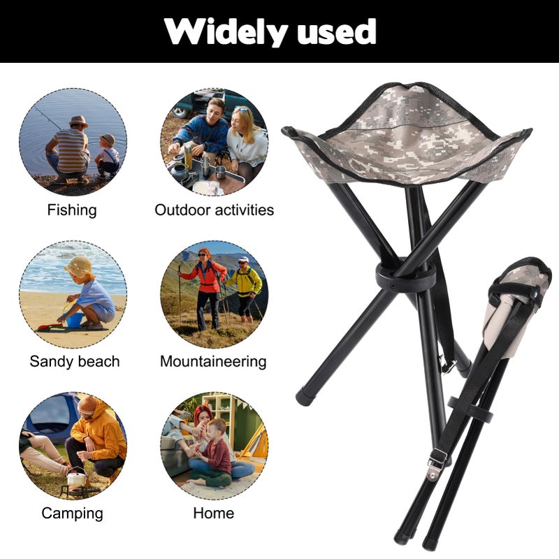 CebraBounze Travel Folding Camping Stool, 14.6 inches Lightweight Outdoor Tripod Chair and Maximum weight 260 lbs Portable Party Chair Fishing Chairs Seat for Camp Hiking Beach Garden and Painting (Camouflage) - Image 4