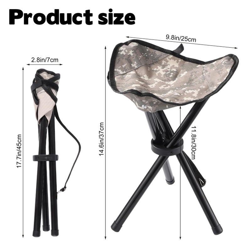 CebraBounze Travel Folding Camping Stool, 14.6 inches Lightweight Outdoor Tripod Chair and Maximum weight 260 lbs Portable Party Chair Fishing Chairs Seat for Camp Hiking Beach Garden and Painting (Camouflage) - Image 2