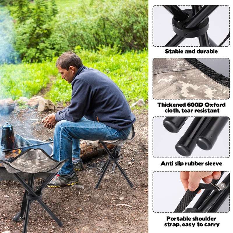 CebraBounze Travel Folding Camping Stool, 14.6 inches Lightweight Outdoor Tripod Chair and Maximum weight 260 lbs Portable Party Chair Fishing Chairs Seat for Camp Hiking Beach Garden and Painting (Camouflage) - Image 3