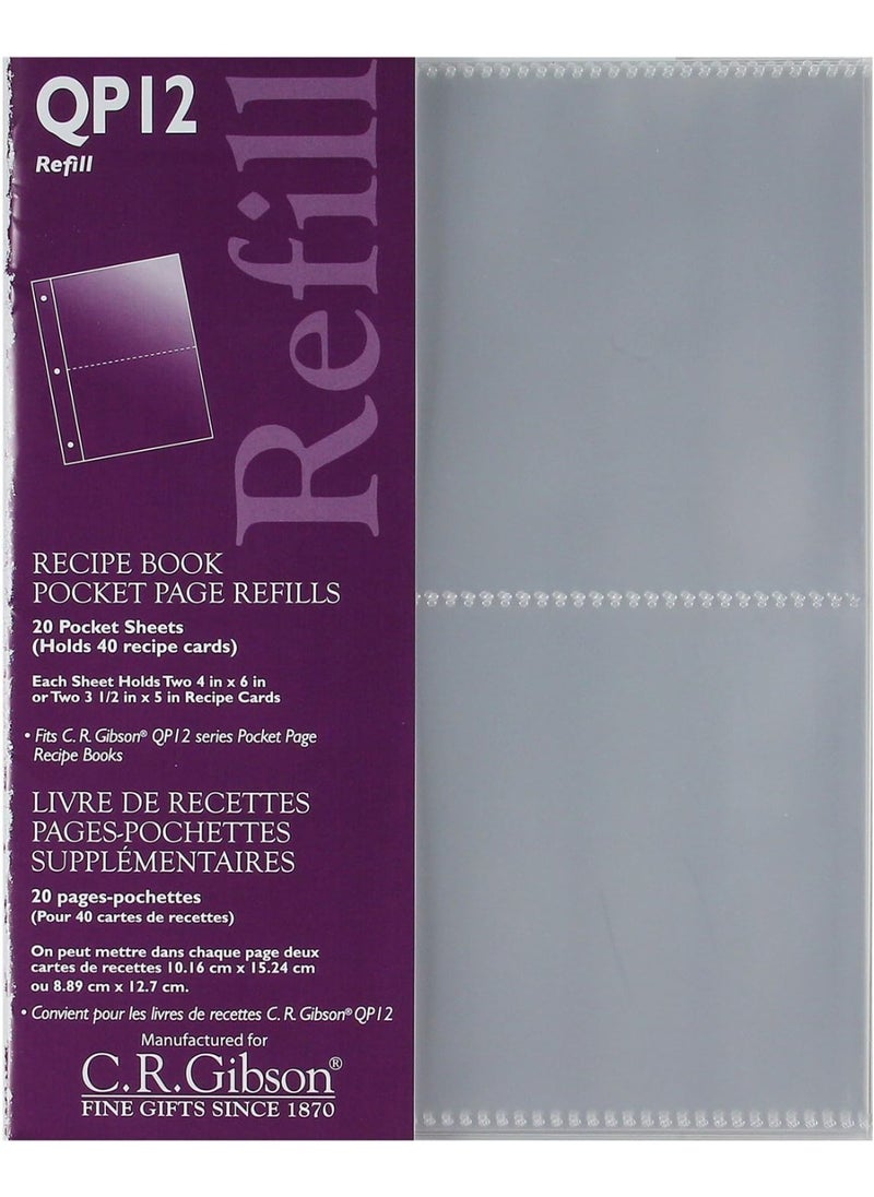 C.R. Gibson CR Gibson QP-12 Small Recipe Book Pocket Page Refill 20 sheets  - Image 2