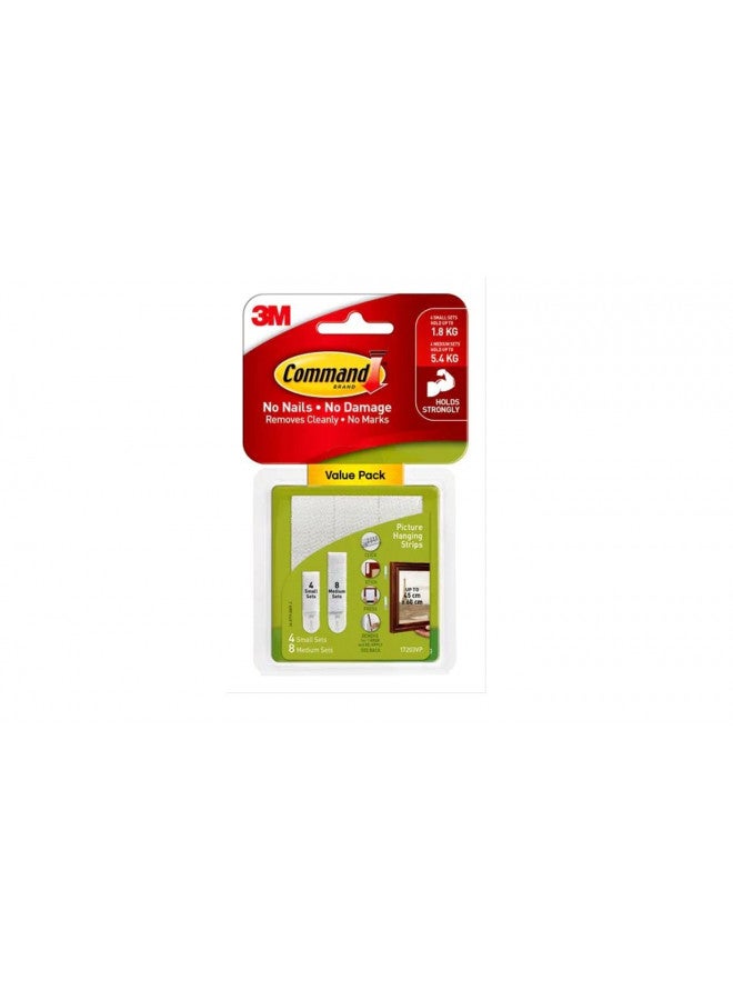 Command Command Picture Hanging Strips Value Pack, 12 Pairs: 8-Medium, 4-Large Pairs, Decorate Damage-Free - Image 1