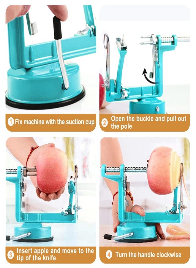 tatida Apple Peeler Corer, 5 In 1 Apple Peeler Slicer Corer with Stainless Steel Blades and Powerful Suction Base for Apples and Potatoes(Teal) - Image 5
