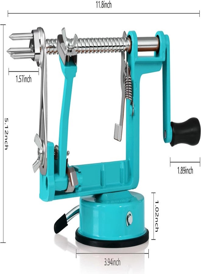 tatida Apple Peeler Corer, 5 In 1 Apple Peeler Slicer Corer with Stainless Steel Blades and Powerful Suction Base for Apples and Potatoes(Teal) - Image 2