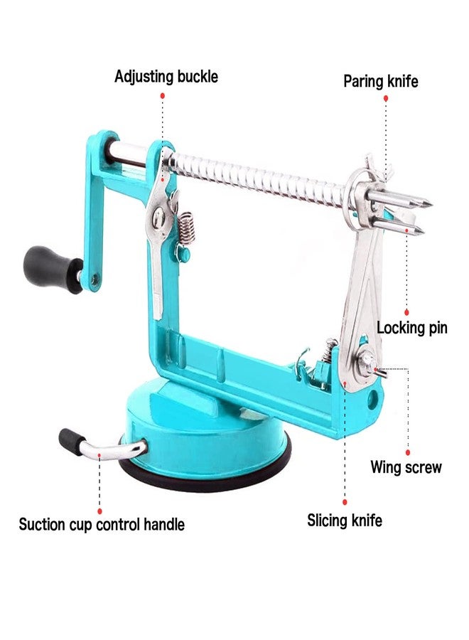 tatida Apple Peeler Corer, 5 In 1 Apple Peeler Slicer Corer with Stainless Steel Blades and Powerful Suction Base for Apples and Potatoes(Teal) - Image 3