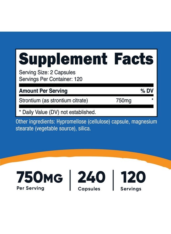 Nutricost Strontium Capsules 750mg, 240 Capsules - Vegetarian, Non-GMO, Gluten Free - Image 2