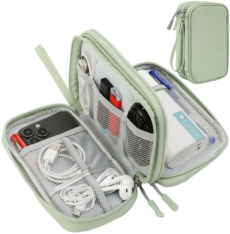 CAAORDKSO Cord Organizer Travrel Bag Electronic Organizer Travel Case Water Resistant Cable Organizer Pouch for Cable Cord USB Charger Phone Power Bank Earphone Mint Green Medium - Image 2