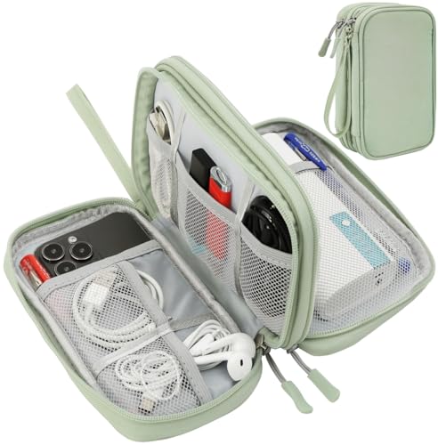 CAAORDKSO Cord Organizer Travrel Bag Electronic Organizer Travel Case Water Resistant Cable Organizer Pouch for Cable Cord USB Charger Phone Power Bank Earphone Mint Green Medium - Image 1