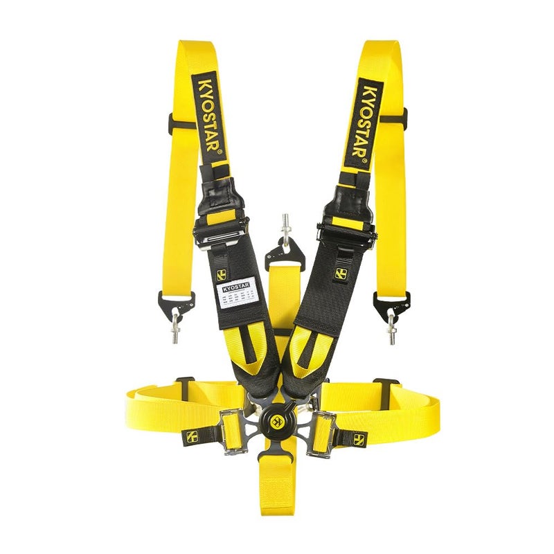 Kyostar 5 Point Safety Harness 23 Heavy Duty Camlock Quick ReleaseRacing Seat Belt Harness Premium Quality Soft Webbing Easy Adjustment Yellow
