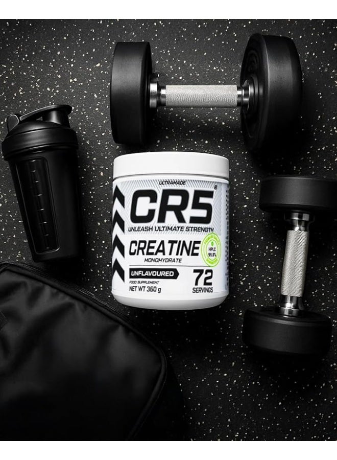 CR5 Creatine Monohydrate Unflavored 360g – HPLC Tested 99.8% Pure Creatine, 72 Servings for Strength & Performance - Image 2
