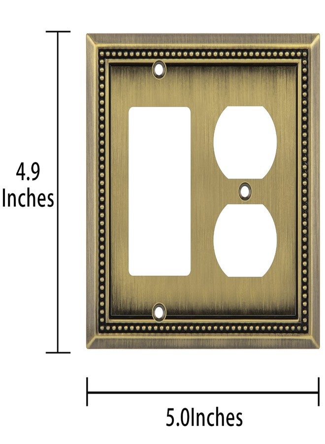 Henne Bery Sunken Pearls Decorative Wall Plate Switch Plate Outlet Cover (Decorator/Duplex, Antique Brass) - Image 3