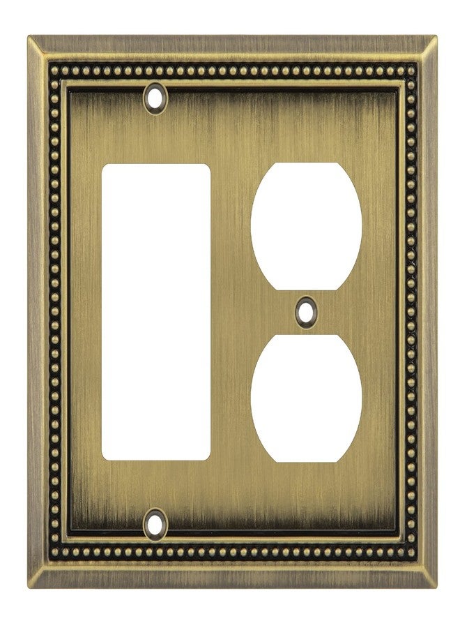 Henne Bery Sunken Pearls Decorative Wall Plate Switch Plate Outlet Cover (Decorator/Duplex, Antique Brass) - Image 1