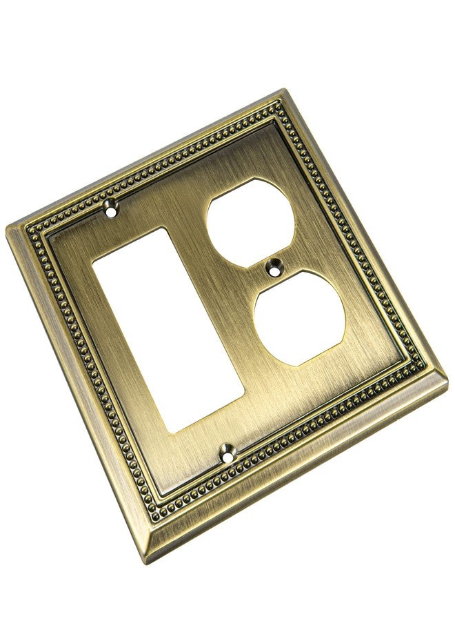 Henne Bery Sunken Pearls Decorative Wall Plate Switch Plate Outlet Cover (Decorator/Duplex, Antique Brass) - Image 2