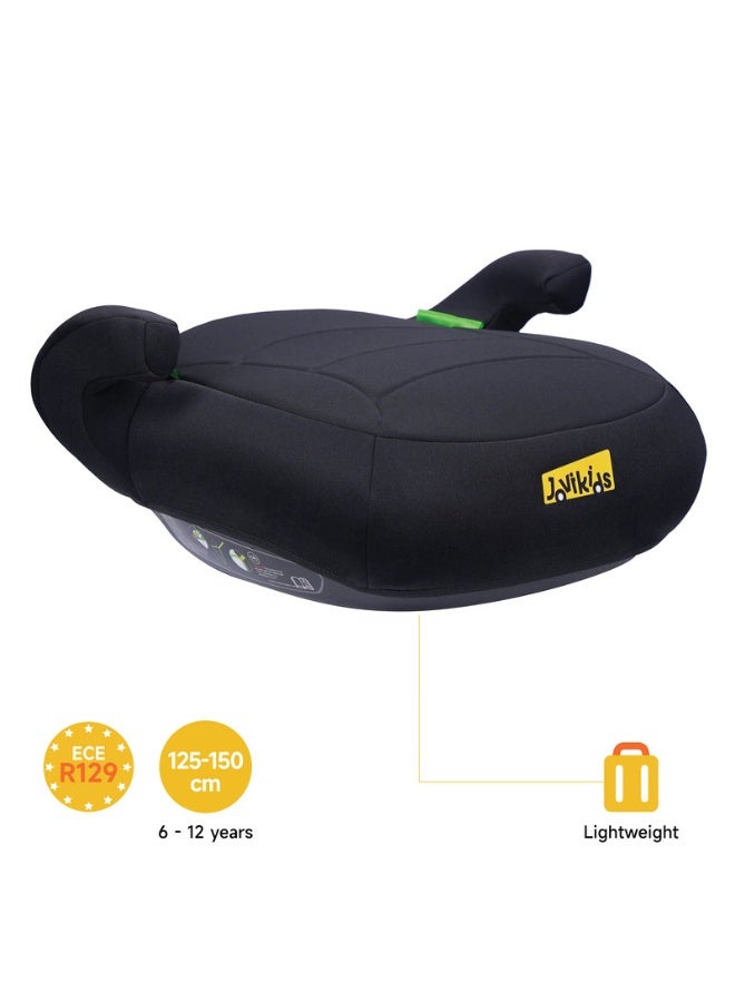 Jovikids مقعد تعزيز جوفي كيدز يوهو I-Size مجموعة 2/3 6–12 سنة معتمد ECE R129/E4 خفيف الوزن ومضغوط تركيب حزام أمان ثلاثي النقاط غطاء قابل للإزالة والغسل مساند ذراعين وراحة مبطنة أسود - Image 5