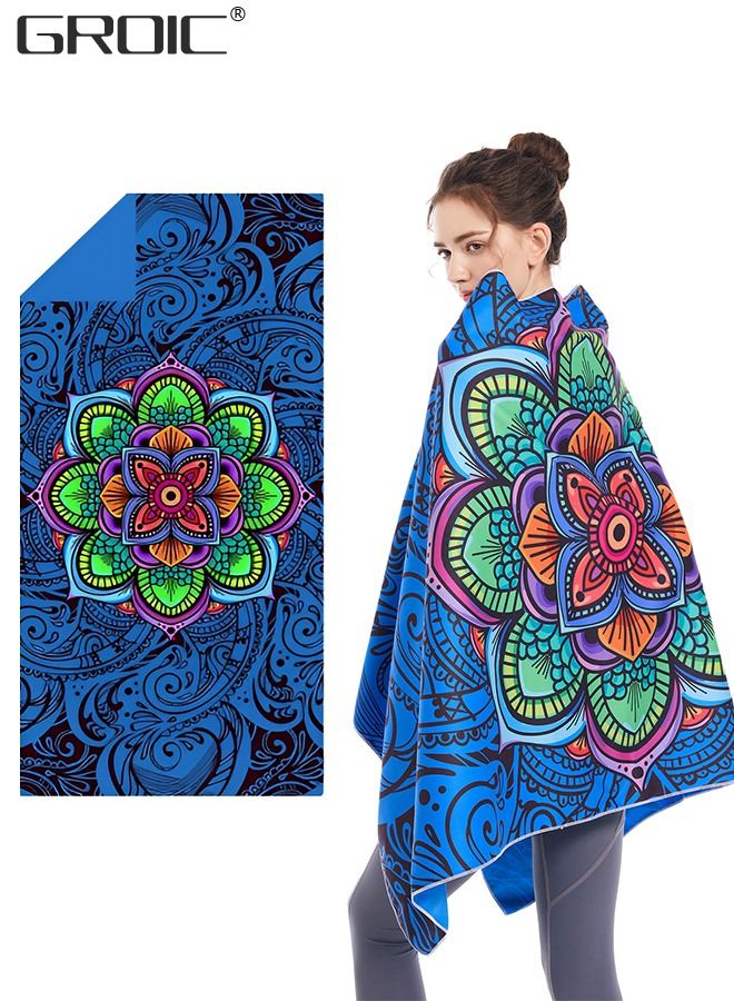 GROIC منشفة شاطئ من الألياف الدقيقة سريعة الجفاف، منشفة خفيفة الوزن فائقة الامتصاص، منشفة تخييم كبيرة الحجم، مناشف الشاطئ لحمام السباحة، والسباحة، والرياضات المائية - Image 1