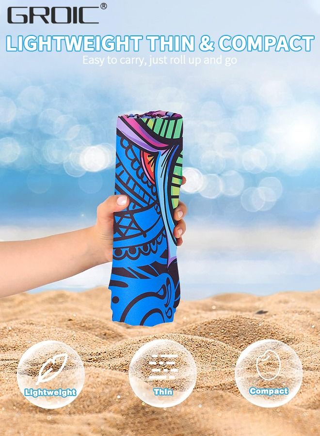 GROIC منشفة شاطئ من الألياف الدقيقة سريعة الجفاف، منشفة خفيفة الوزن فائقة الامتصاص، منشفة تخييم كبيرة الحجم، مناشف الشاطئ لحمام السباحة، والسباحة، والرياضات المائية - Image 5