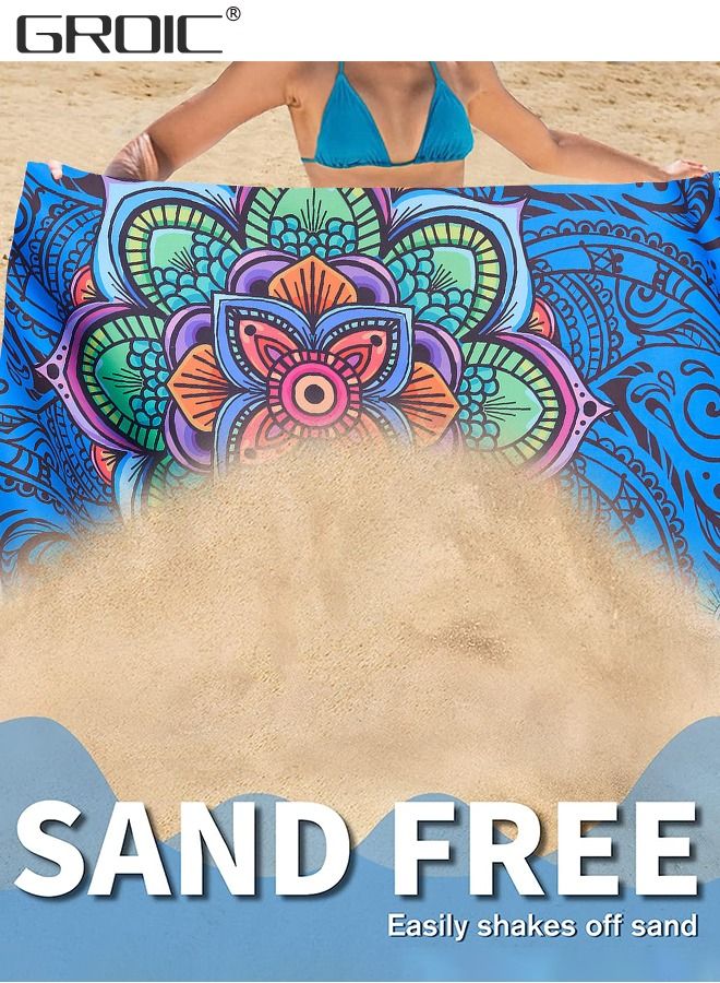 GROIC منشفة شاطئ من الألياف الدقيقة سريعة الجفاف، منشفة خفيفة الوزن فائقة الامتصاص، منشفة تخييم كبيرة الحجم، مناشف الشاطئ لحمام السباحة، والسباحة، والرياضات المائية - Image 3