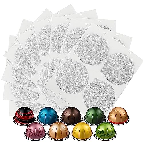Clinuse Aluminum Foils Lids Seals for Nespresso Vertuo Pods, 100Pcs Reusable Nespresso Capsules Coffee Pods Cover Seals, Compatible with Nespresso Vertuoline Vertuo (61mm, Gray) - Image 1