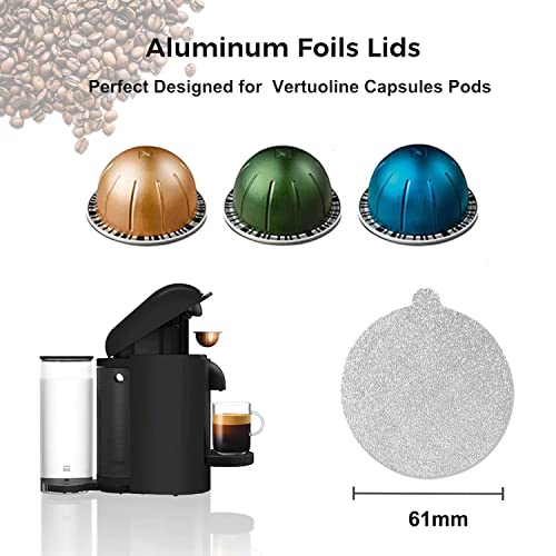 Clinuse Aluminum Foils Lids Seals for Nespresso Vertuo Pods, 100Pcs Reusable Nespresso Capsules Coffee Pods Cover Seals, Compatible with Nespresso Vertuoline Vertuo (61mm, Gray) - Image 2