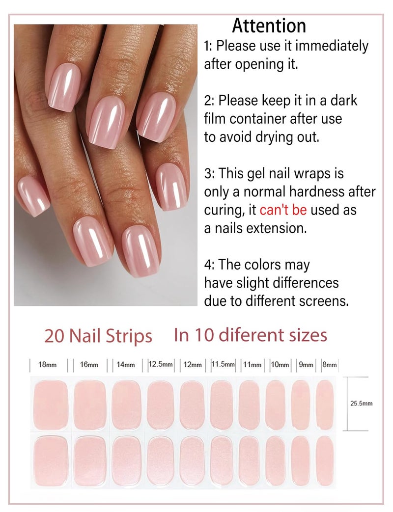 Wahrshei Semi Cured Gel Nail Strips, 20pcs Glazed Donut Pink Gel Nail Stickers for Home Nails DIY - Image 2