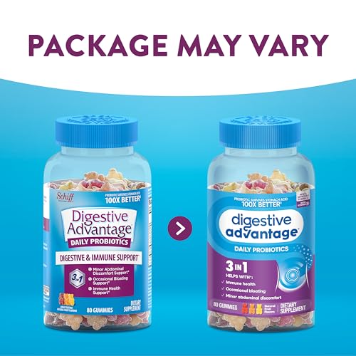 Digestive Advantage Probiotic Gummies For Digestive Health Natural Fruit Flavors Vitamin D Daily Probiotics For Women Men Occasional Bloating Minor Abdominal Discomfort Gut Health 80ct 2 Pack - Image 3
