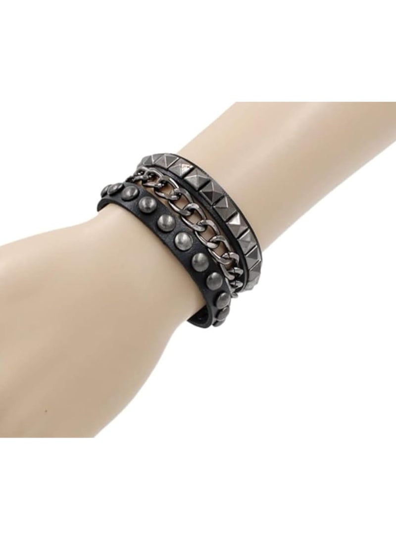 بيعتكلها للجنسين الأزياء بو الجلود الكفة سوار فاسق سوار روك مضفر المسامير معصمه للرجال النساء قابل للتعديل - Image 2
