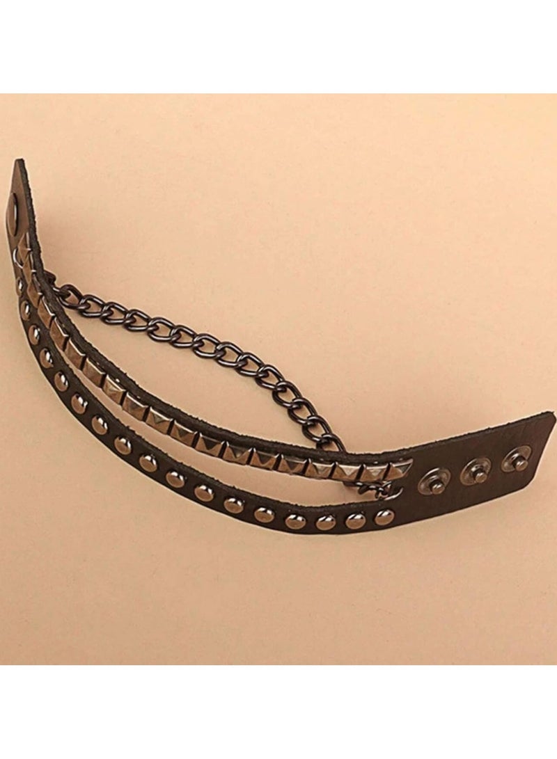 بيعتكلها للجنسين الأزياء بو الجلود الكفة سوار فاسق سوار روك مضفر المسامير معصمه للرجال النساء قابل للتعديل - Image 3