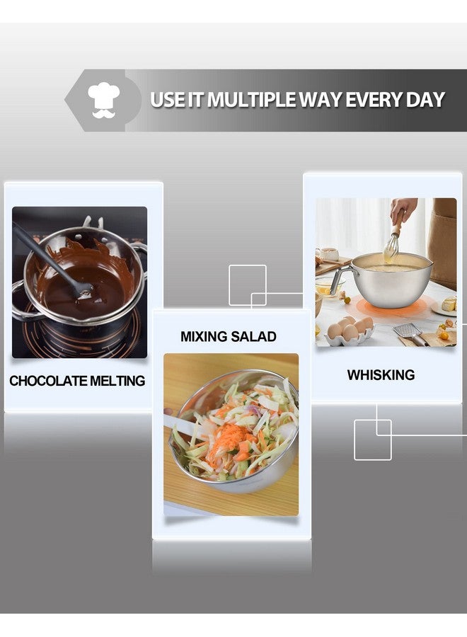 Marsheepy Double Boiler Pot Set,1250ML/1.1QT Mixing Bowl for Chocolate Melting, 2200ML/ 2QT 304 Stainless Steel Pot With Silicone Spatula for Melting Chocolate, Candy, Candle, Soap, Wax - Image 4