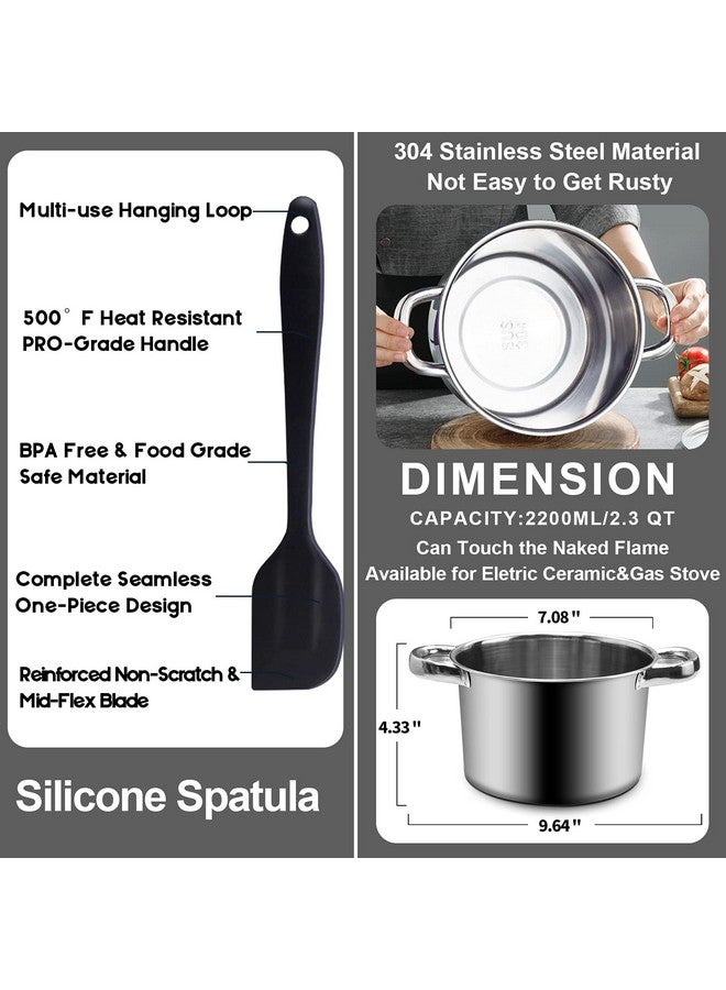 Marsheepy Double Boiler Pot Set,1250ML/1.1QT Mixing Bowl for Chocolate Melting, 2200ML/ 2QT 304 Stainless Steel Pot With Silicone Spatula for Melting Chocolate, Candy, Candle, Soap, Wax - Image 5