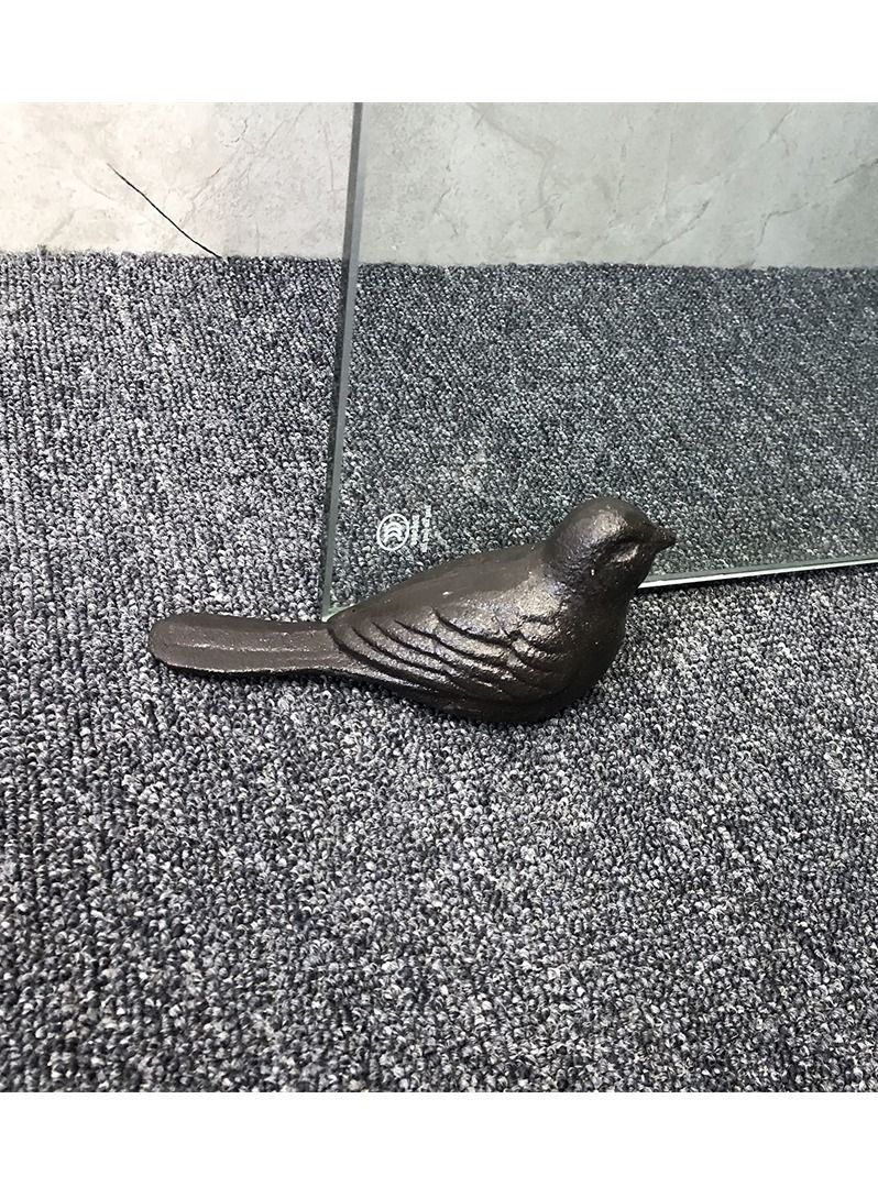 Door Stop Floor Decorative, Cast Iron Cute Bird StoppersWedge Heavy Duty Doorstop to Keep Open for Home Office Commercial Industrial, 1pc Dark Brown