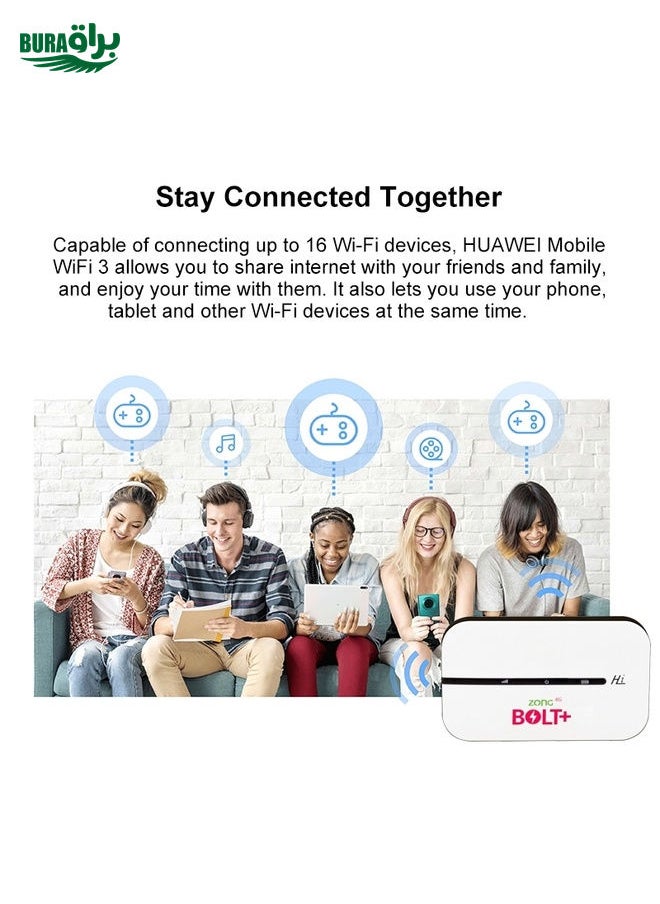 BURAQ - E5576S 4G LTE Router No Lock Card WiFi Support Malay MOD Mobile Router For Europe Asia Africa(White) - Image 1