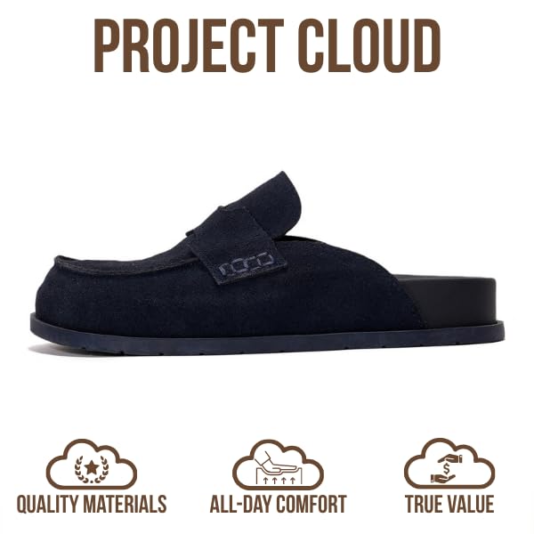 Project Cloud Genuine Leather Womens Clog - Memory Foam Arch Support Non-Slip Sole Mules & Clogs for Women Footwear - Platform Winter Shoes (Foamy, MIDNSUEDE,8.5) - Image 3