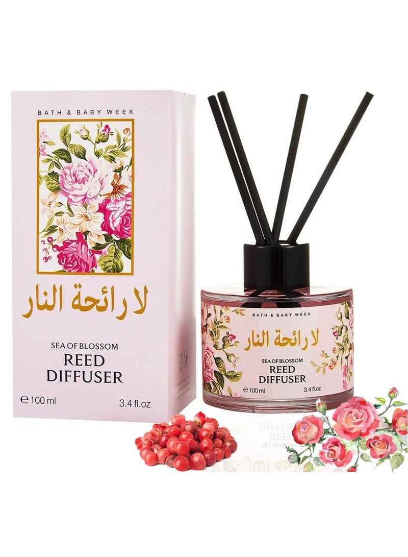 SänHahn 100ml Reed Diffuser Set : Rose & Jasmine Blended Fragrance Diffuser Air Fresheners Long-Lasting Aromatherapy Diffusers for Home Bedroom Bathroom Office Decor (10% Conc) - Image 1