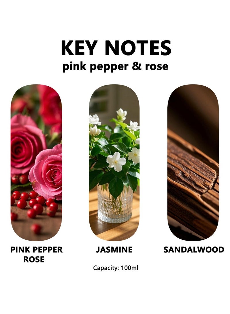 SänHahn 100ml Reed Diffuser Set : Rose & Jasmine Blended Fragrance Diffuser Air Fresheners Long-Lasting Aromatherapy Diffusers for Home Bedroom Bathroom Office Decor (10% Conc) - Image 2