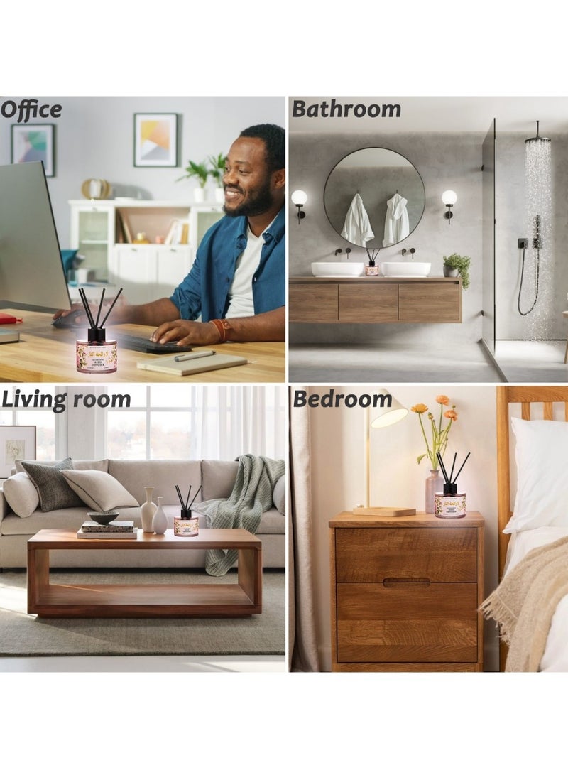 SänHahn 100ml Reed Diffuser Set : Rose & Jasmine Blended Fragrance Diffuser Air Fresheners Long-Lasting Aromatherapy Diffusers for Home Bedroom Bathroom Office Decor (10% Conc) - Image 5