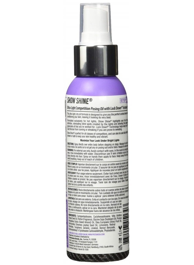 PRO TAN , Show Shine, Maximum Definition Ultra-Light Posing Oil, Stage Oil, Fitness Event, Modeling, Photoshoot, 4 oz. - Image 2