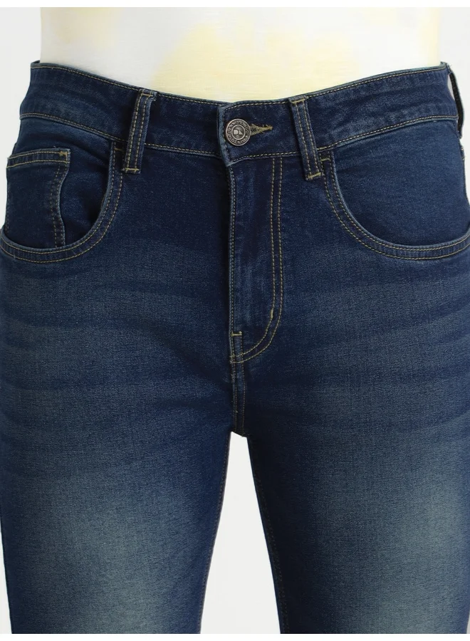 Dennis Lingo Men's Bootcut Dark Blue Cotton Jeans - Modern and Comfortable