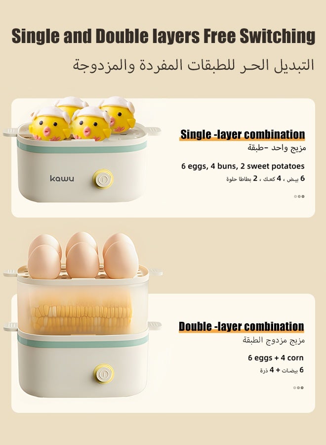  كاو أجهزة طهي البيض على البخار، أجهزة سلق البيض، الخافقات الكهربائية، غلايات البيض، أجهزة طهي البيض على البخار سعة 12 بيضة، أجهزة طهي البيض على البخار مزدوجة الطابق. - Image 3