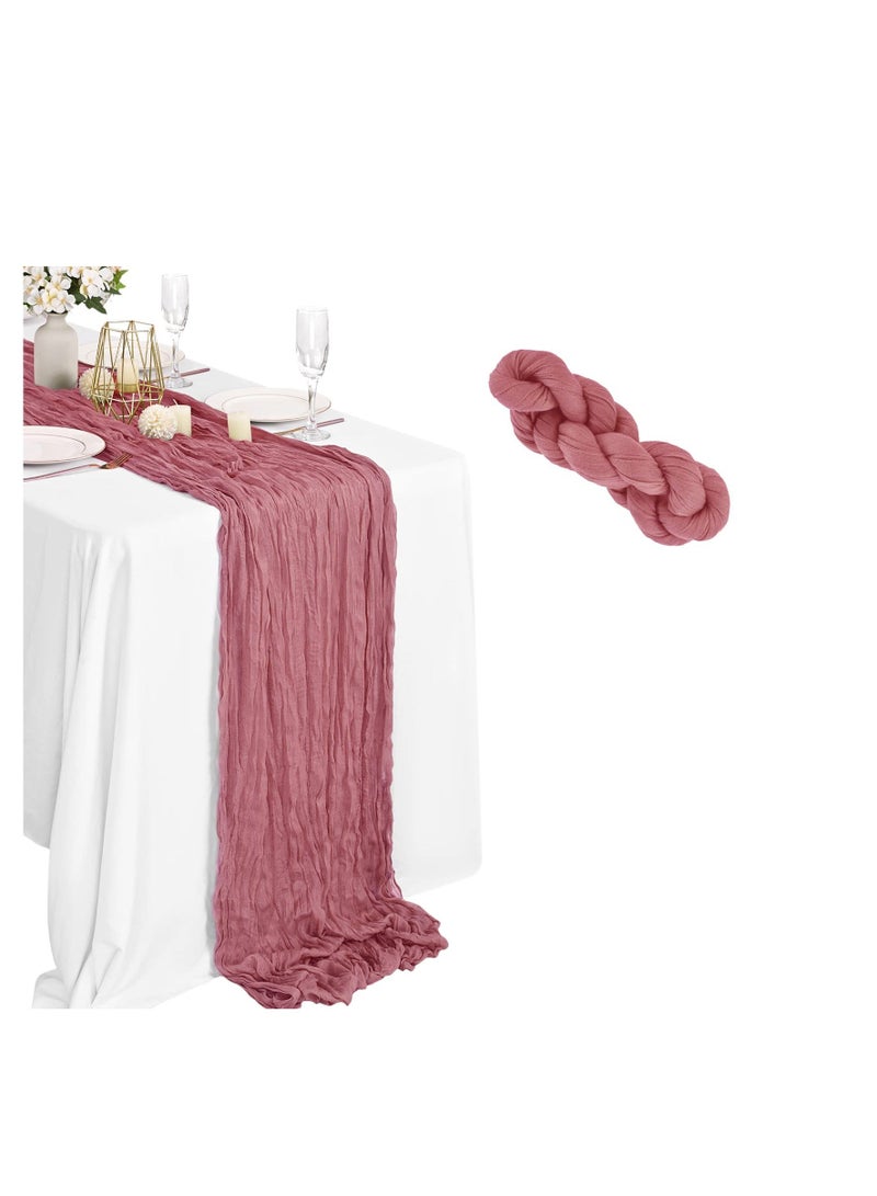 NIBEMINENT Cheesecloth Table Runner, Wedding Decorations Vintage Centerpieces Cloth, Fabric Boho for Party Bridal Shower Birthday - Image 1