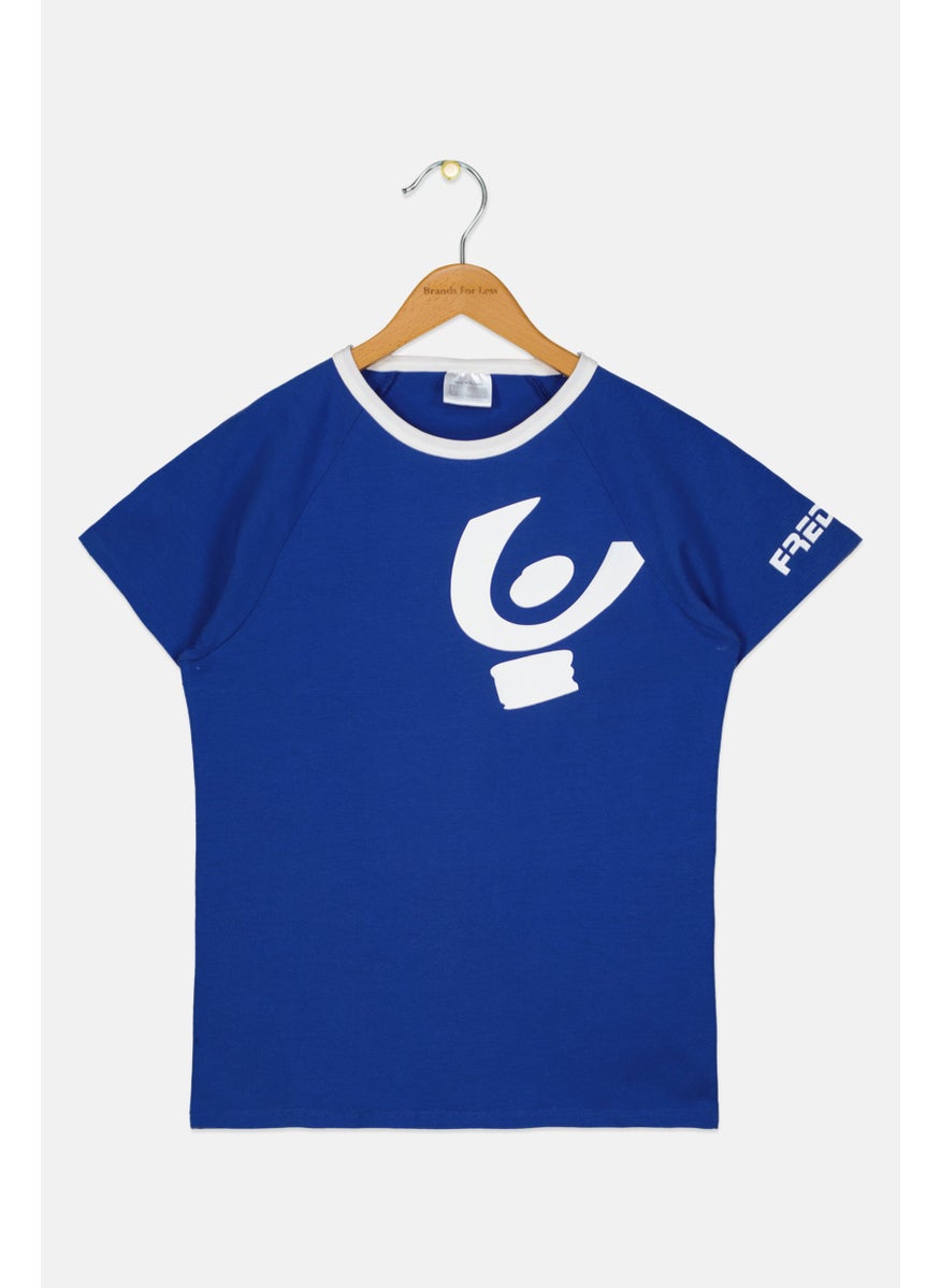 FREDDY - Kids Girl Short Sleeve Brand Logo T Shirt, Blue - Image 1