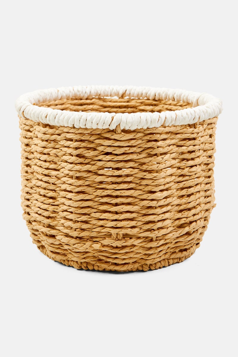 Muy Mucho Round Basket 15 H x 20 Dia cm, Tan  - Image 1