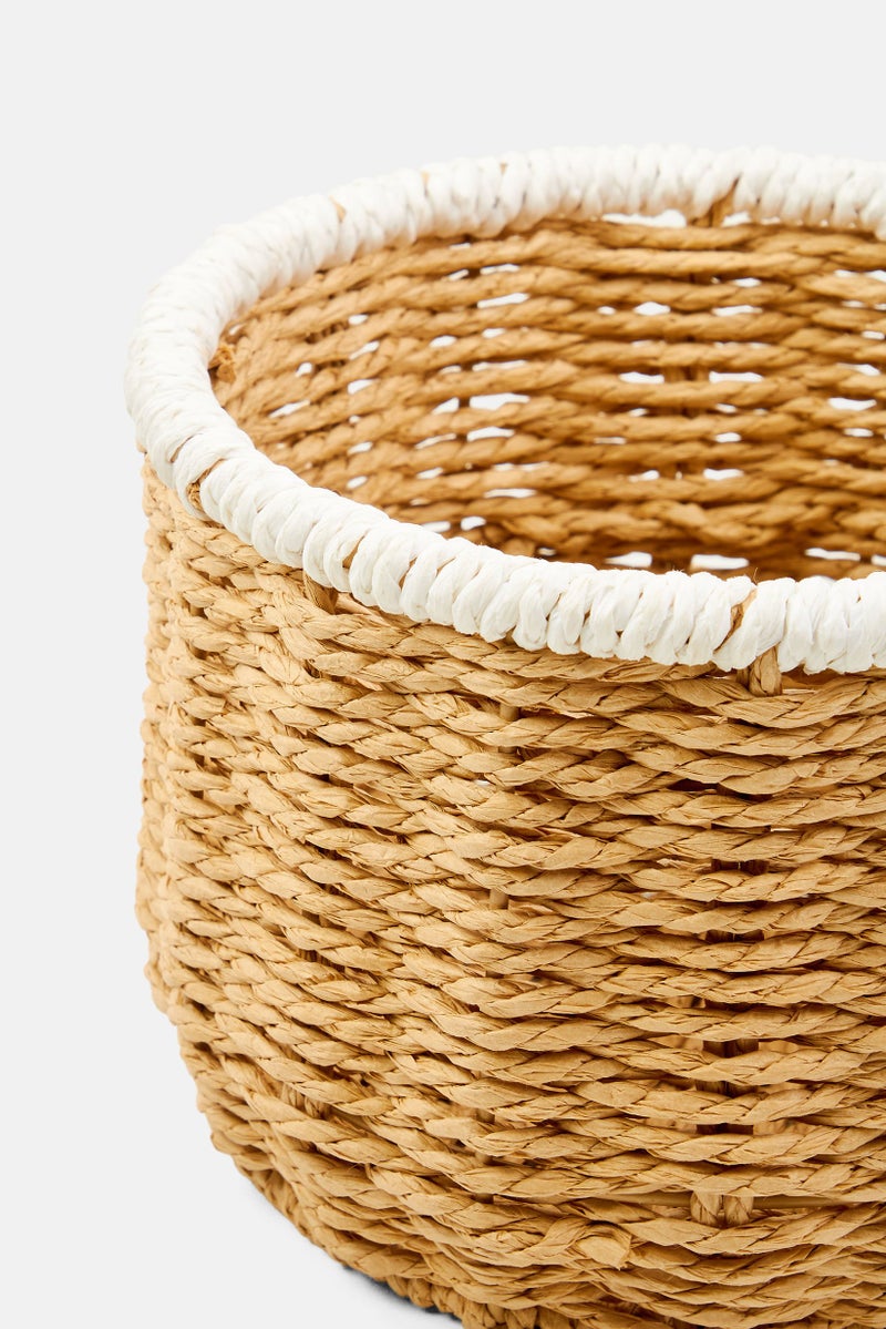 Muy Mucho Round Basket 15 H x 20 Dia cm, Tan  - Image 3