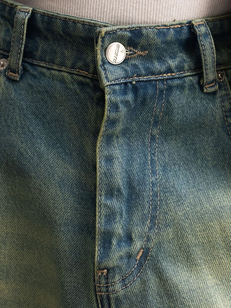 Giesto Green GIESTO Destroyed Denim Capri Shorts for Men | Best Price UAE