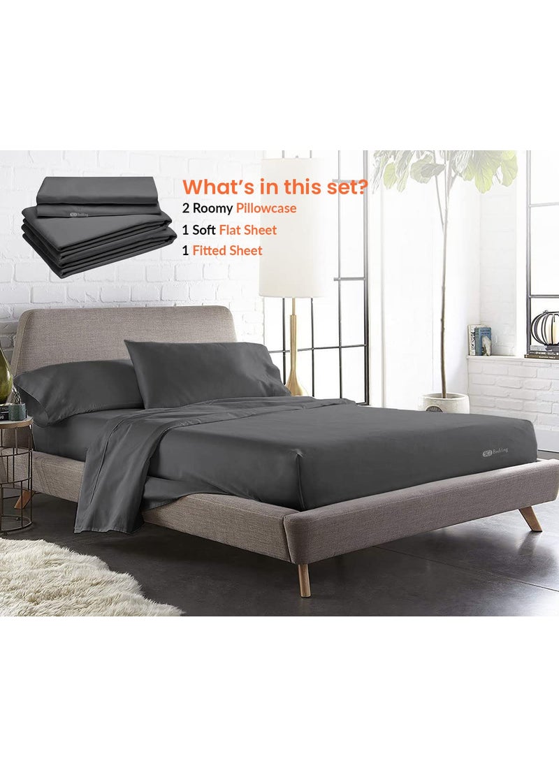 SGI bedding SGI 500 TC 100% Egyptian Cotton Bed Sheets  Luxurious Soft for Premium Hotel Quality 4Pc Sheet Set - 1 Fitted Sheet  1 Flat Sheet & 2 Pillowcase 15"" inch Deep Pocket (RV King  Dark Gray Solid)  - Image 2