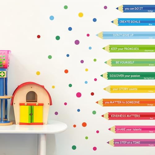 DRWSSR Removable DIY Color Pencils Wall Decals Watercolor Colored Dot Wall Stickers Vinyl Wall Inspirational Quotes Art Stickers for Kids Bedroom Living Room Classroom Playroom Home Wall Decor - Image 5