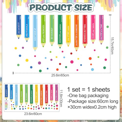 DRWSSR Removable DIY Color Pencils Wall Decals Watercolor Colored Dot Wall Stickers Vinyl Wall Inspirational Quotes Art Stickers for Kids Bedroom Living Room Classroom Playroom Home Wall Decor - Image 2