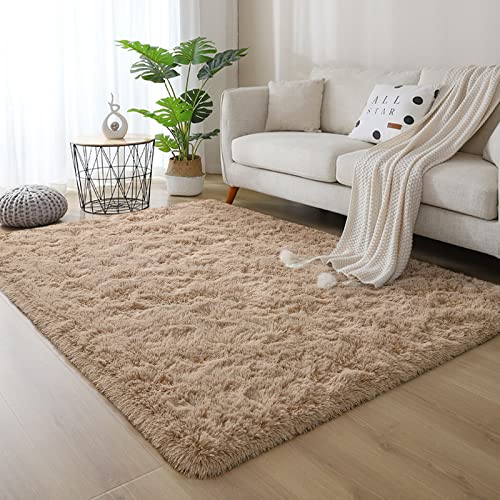 DweIke Fluffy Small Area Rug for Bedroom Living Room, 3x5 Feet Soft Plush Shaggy Beige Rugs for Girls Boys Kids, Non-Slip and Machine Washable Carpet for Nursery Dorm Home Decor - Image 5