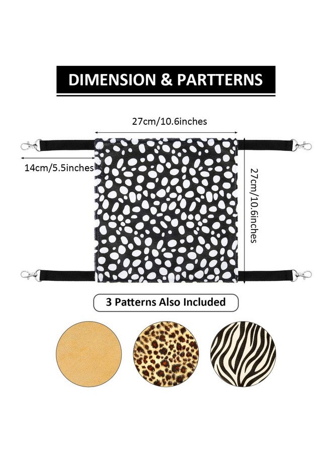 BOAO Boao 4 Pcs Guinea Pig Hammock Rat Hammock for Cage Small Animals Hanging Hammock Pet Cage Accessories for Chinchilla Parrot Sugar Glider Ferret(Leopard, Zebra, Black and White Dots, Camel)  - Image 3