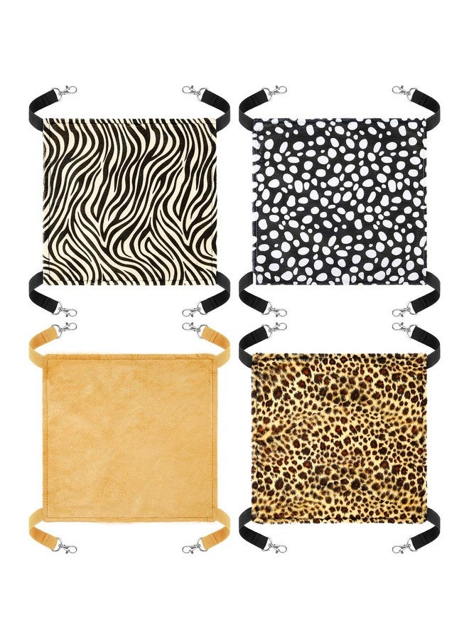 BOAO Boao 4 Pcs Guinea Pig Hammock Rat Hammock for Cage Small Animals Hanging Hammock Pet Cage Accessories for Chinchilla Parrot Sugar Glider Ferret(Leopard, Zebra, Black and White Dots, Camel)  - Image 1